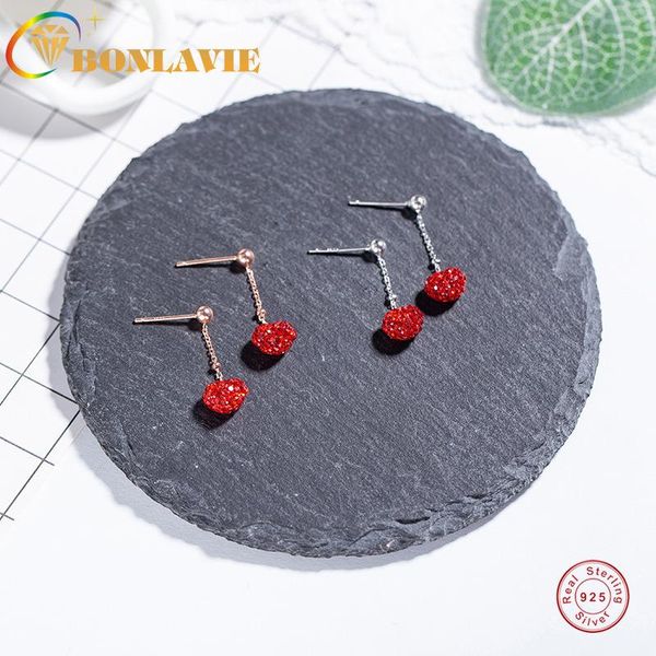 

dangle & chandelier bonlavie love earrings 925 pure silver long red earring women accessories