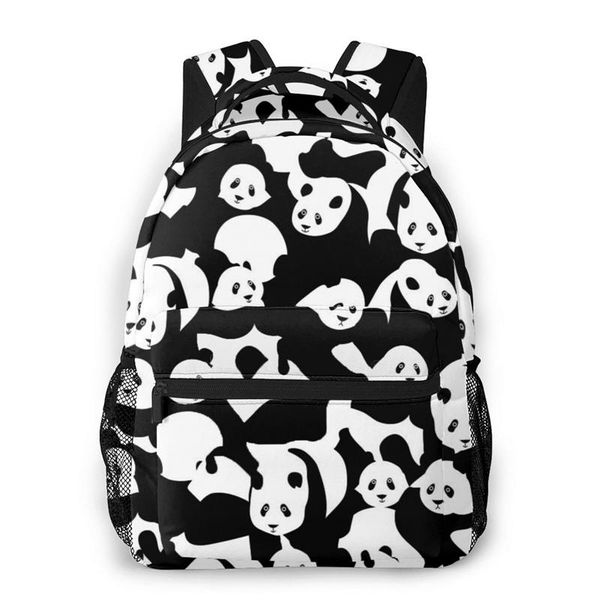 

backpack whereisart men 15.6 lapbag boys travel white black panda pattern for women teenagers school bagpack rucksack 2021