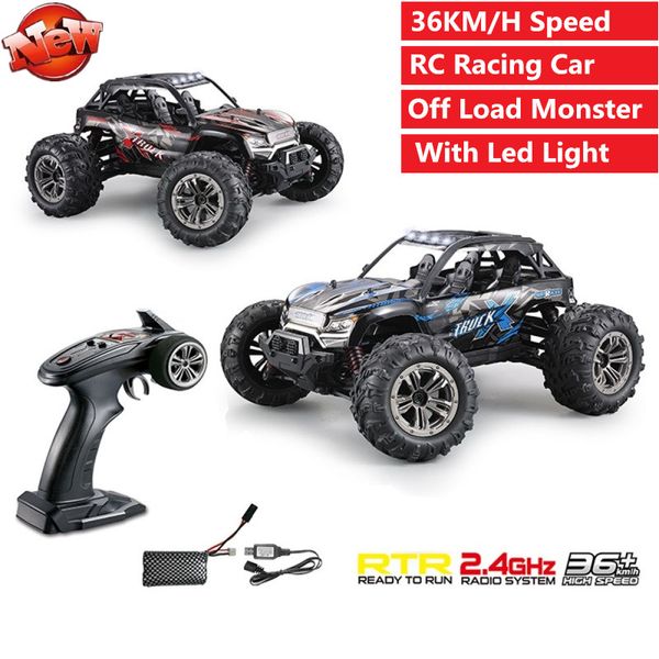 

2.4g 1/16 4wd 36km/h high speed rc racing car with cool led light climbing desert off-road truck rtr toy vehicle kid gifts