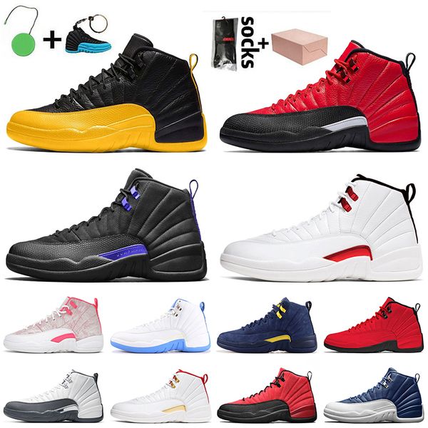 

with box 12s basketball shoes women mens jumpman 14 twist university gold reverse flu game dark concord arctic punch pink trainers sports