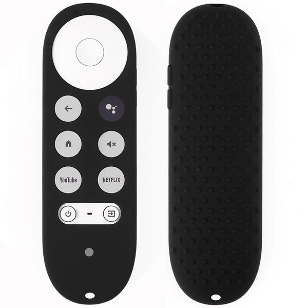 Силиконовый корпус для Chromecast Google TV 2020 Voice Demote Shock-Reseption Copect Cover Cover без скольжения в рукаве контроллера с Lanyard