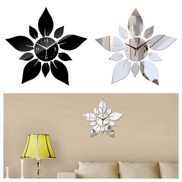 

wall clocks diy acrylic mirror clock stickers modern decoration living room gift home furniture watches sticker quartz needle horloge