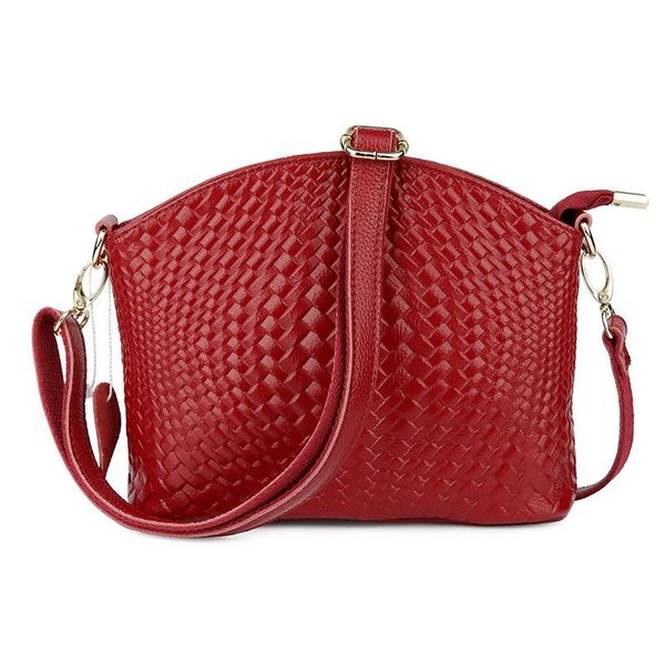 

women's cowhide bag fashion woven pattern embossed leather cross body