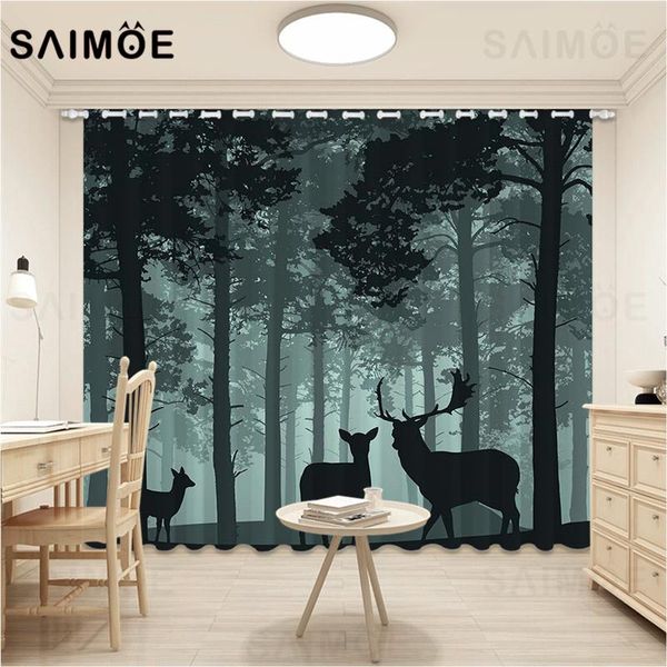 

curtain & drapes forest deer christmas 3d animals elk living room curtains modern bedroom blackout fabric ultra micro shading