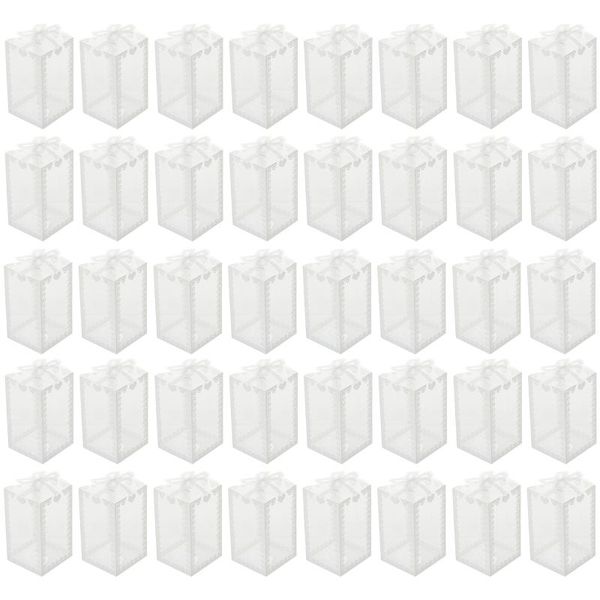 

gift wrap 50pcs pvc transparent boxes wedding candy packaging bowknot