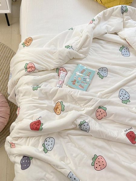

comforters & sets ins soft milk silk air conditioner machine washable cartoon summer thin quilt single double lovely cool quil