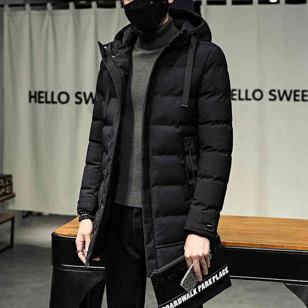 

2021 winter men's et hooded fashion down coats men windproof waterproof thick warm brand mens clothing long parkas, Black;white