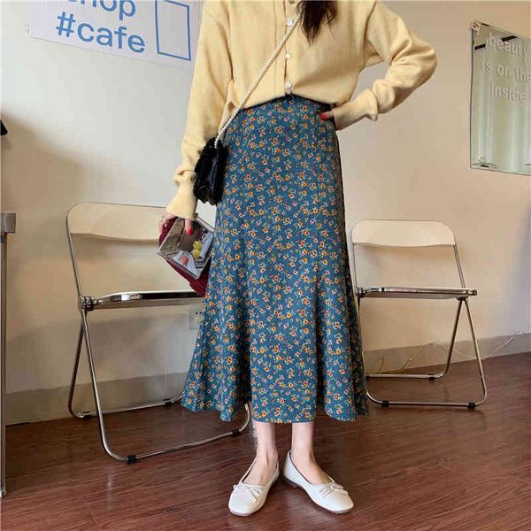 

women's shorts skirt mermaid overalls lovely floral impression high autumn waist calf retro yrns, White;black