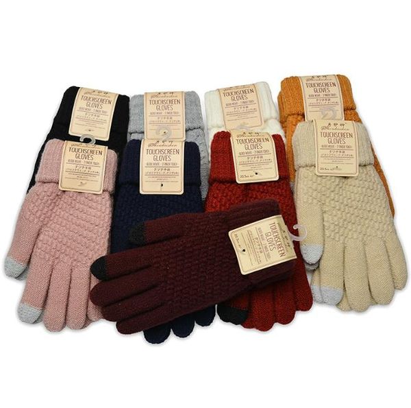 Handschuhe Damen Weihnachtsgeschenk Touchscreen Winter Warme Fäustlinge Herren Damen Stretch Gestrickt Nachahmung Wolle All-Finger Rutschfest Boutique 04