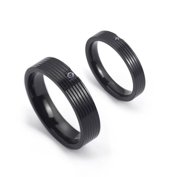 

wedding rings korean version titanium steel lovers jewelry black classic man and woman ring pair couple bands, Slivery;golden