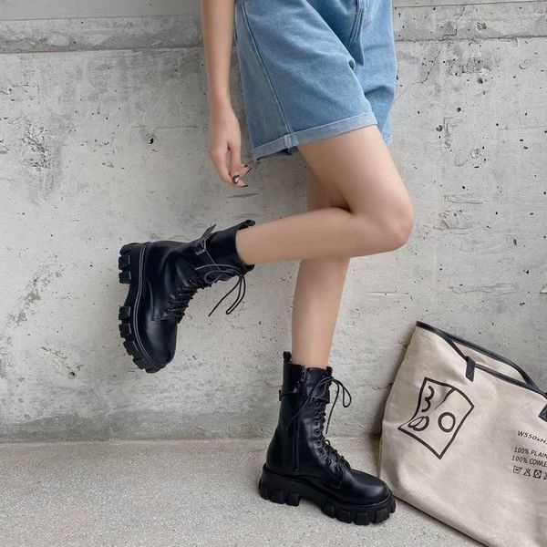 

boots black patent leather for women lace up platform winter keep warm non-slip short booties ladies