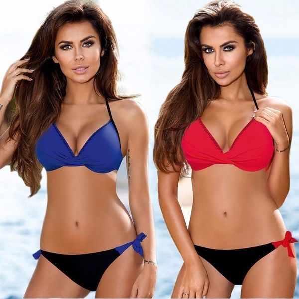 

women's swimwear bikini 2021 women push up swimsuit solid tie bathing suit pants print beachwear female sets bathers biquini, White;black