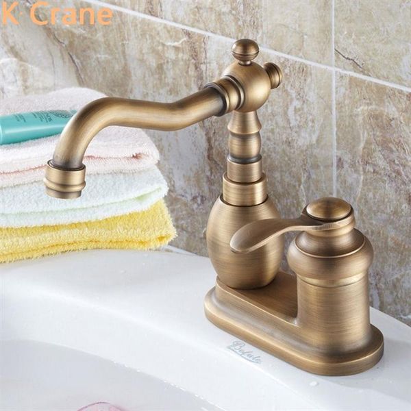 

double hole deck mounted faucet bathroom antique gold brass tap cold water mixer grifo luxury basin vessel sink torneiras faucets