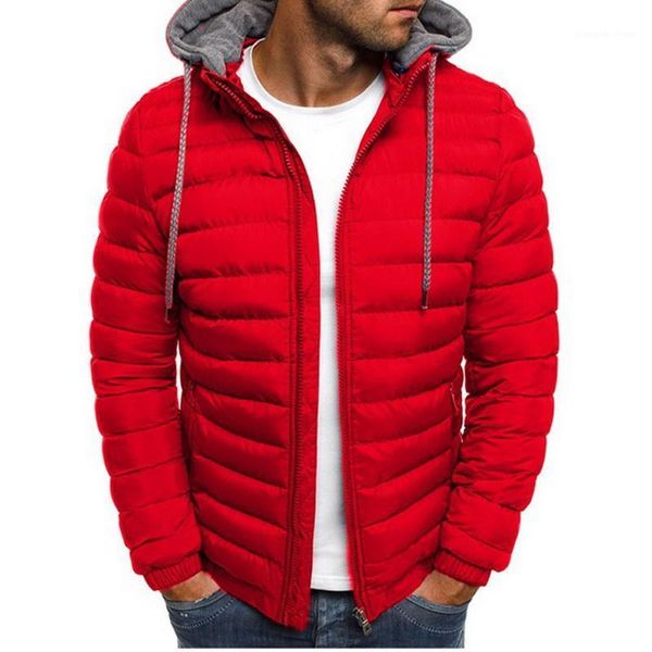

winter hooded jackets padded jacket men thicken warm lightweight parkas males windproof men's down &, Black