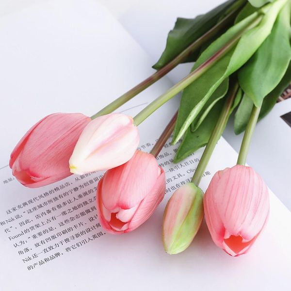 

decorative flowers & wreaths luxury silicone real touch tulips bouquet artificial living room decoration flores artificiales