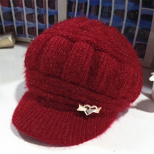 

brand caps middle aged and elderly hat silk light wool female winter warm mother hat winter plush old lady, Blue;gray