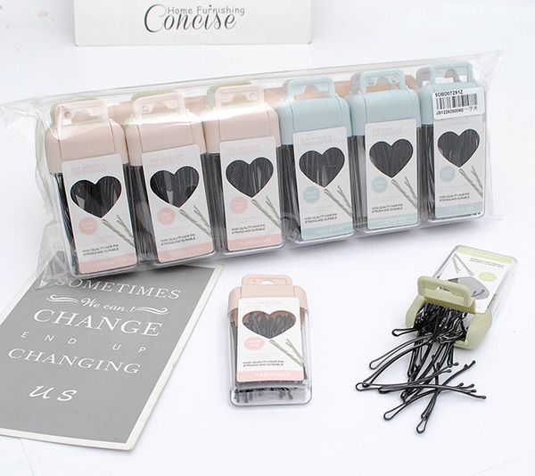 

korea hair clips box wave clip strong and durable hair jewelry(5cm 1set=30pcs ,6cm 1set=26pcs), Golden;silver