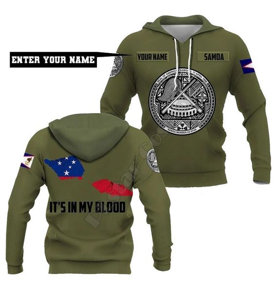 

men's hoodies & sweatshirts personalized name samoa in my blood hoodie 3d printed pullover men for women sweater cosplay costumes, Black
