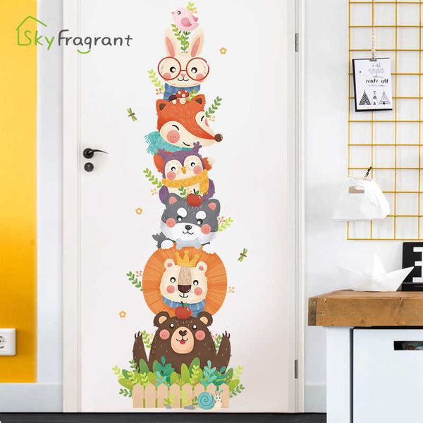 Creativo simpatico cartone animato adesivo da parete camera da letto del bambino decorazione della parete adesivi per la casa decorazione della stanza dei bambini adesivi per porte autoadesivi 210705