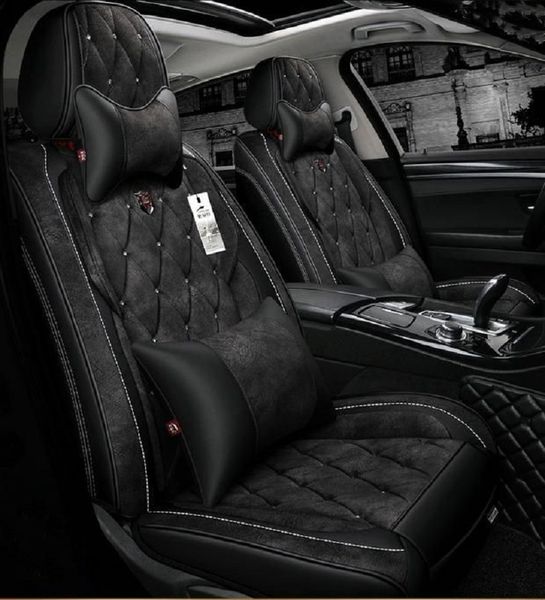 

car accessory seat cover for sedan suv durable suede leatheruniversal five seats set cushion mats including front and back covers black desi