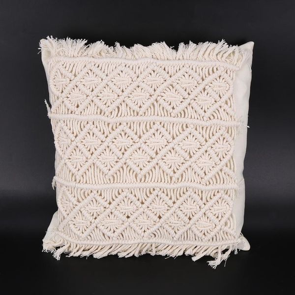 

boho style linen cotton tassels pillow cover handmade throw cushion rope pillowcase home sofa decorative