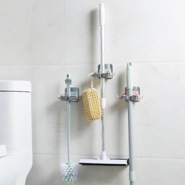 

multifunctional non-punch mop holder for bathroom wall-mounted hook broom hanger clip storage kitchen bath accessory set