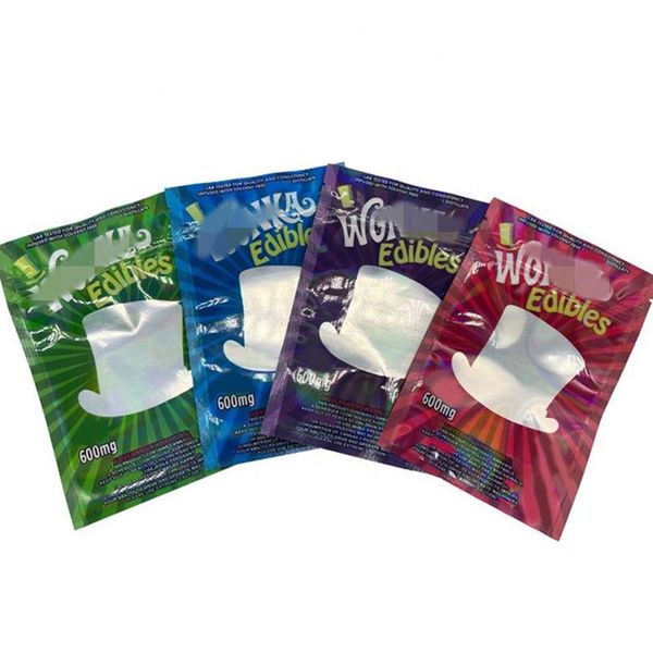 

packaging bags wonka11 arriveal resealable edible candy gummy mylar 600mg plastic with rainbow film green red blue purple edibles gummies pa