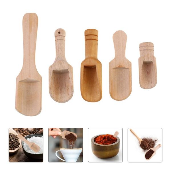 

spoons 10pcs wooden salt spoon small wood tea scoop seasoning