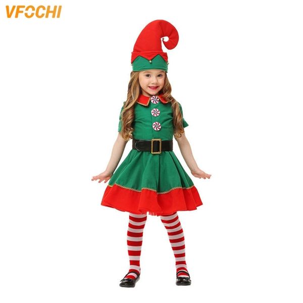 

vfochi girls christmas elf dress boy halloween costume set santa claus kids adults family green clothing 211018, White