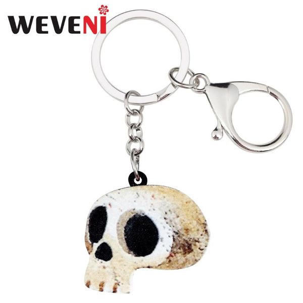 

keychains weveni acrylic halloween skull skeleton bone key chains rings fashionable punk jewelry for women girls bag car charms, Silver