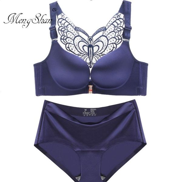 

bras sets lingerie femme butterfly beauty back big size bra set gathering fat mm plus large underwear without rings 100d, Red;black