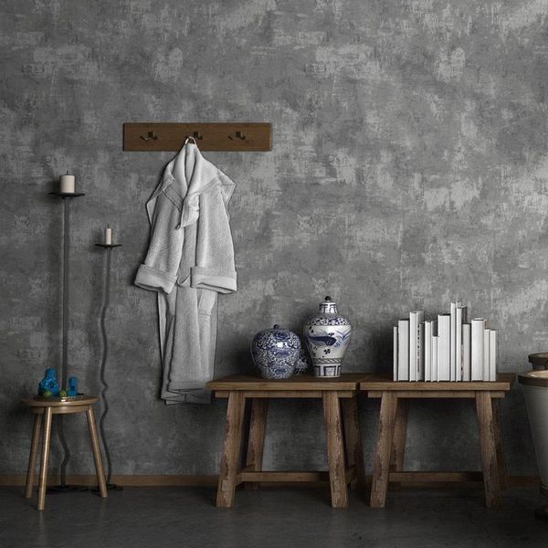 

wallpapers retro nostalgic gray non-woven wallpaper living room clothing store plain solid color nordic