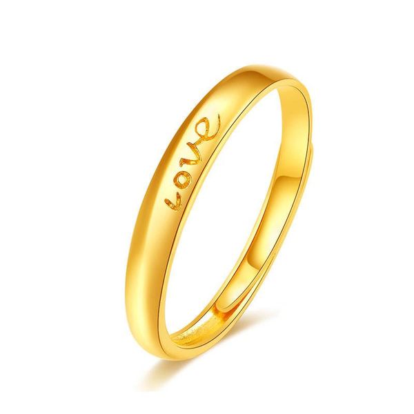 

wedding rings arrival solid 24k yellow gold ring 999 women love band, Slivery;golden