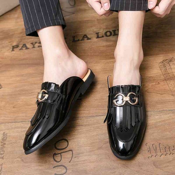 

dress shoes flipshoes leather summer men skin size stylish slipper fashion big warm indoor flops piergitar moccasins boots trend men's, Black