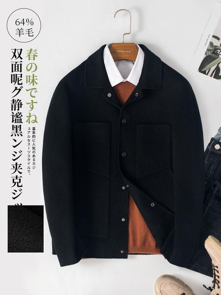 

men's jackets spring wool coat short black jacket man korean fashion woolen overcoat chaquetas hombre 2a3829 kj4303 9a6g, Black;brown