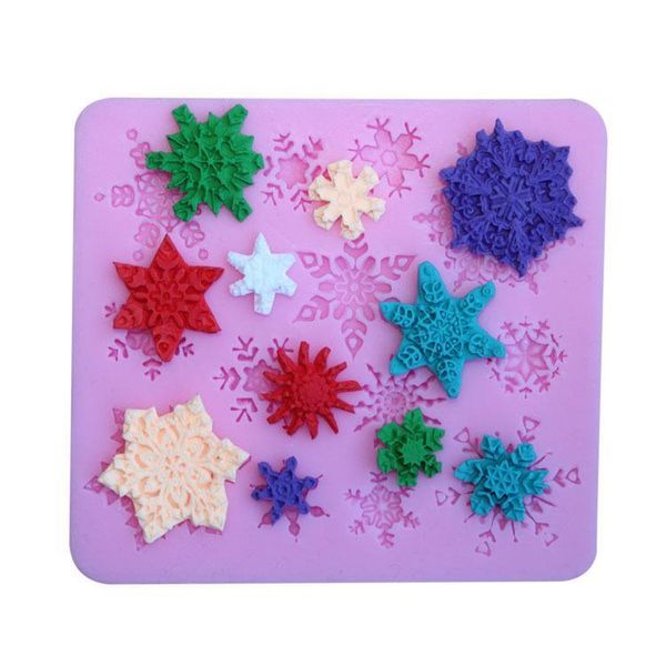 

cake tools diy snowflake mold silicone 3d biscuit cookie fondant pudding mould
