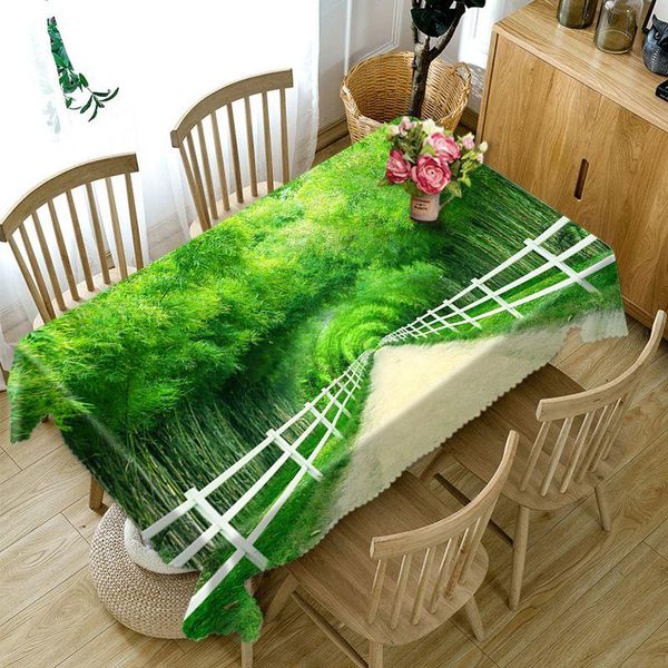 

customizable 3d tablecloth bamboo flower sea pattern washable cloth thicken rectangular and round table for wedding