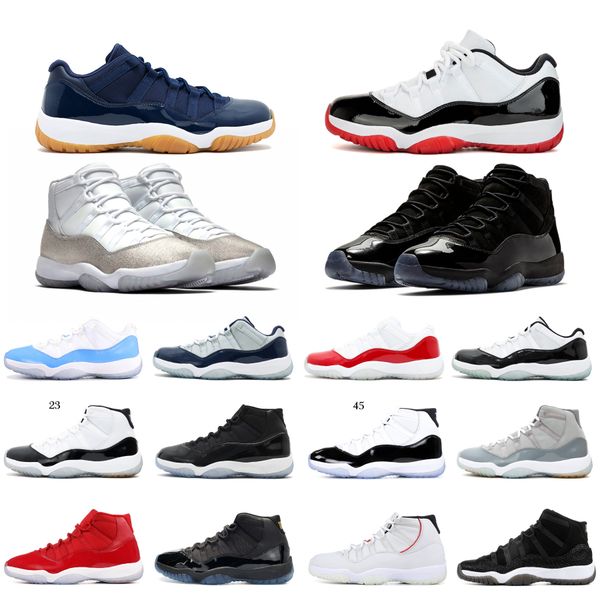 

11 11s basketball shoes men women metallic silver platinum tint midnight navy concord 23 45 space jam bred cap and gown womens mens sneakers