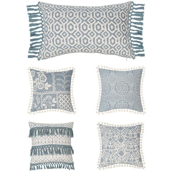 

pillow case e56c boho accent soft fringe throw with tassels retro geometric floral printed decorative square cushion cover