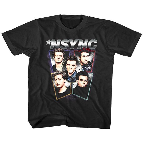 

nsync justin timberlake portrait heads black t shirt gift idea for fans, White;black