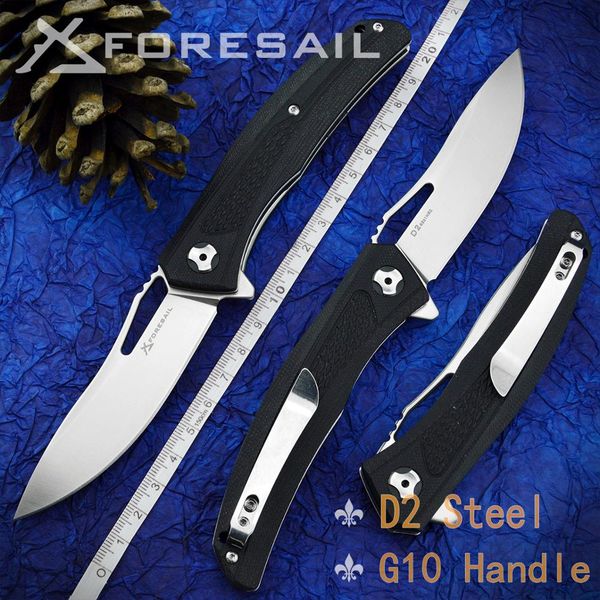 

foresai new pocket foding knife d2 bade axis system 4.5in g10 hande back camping outdoor sef defense hunting cutter edc