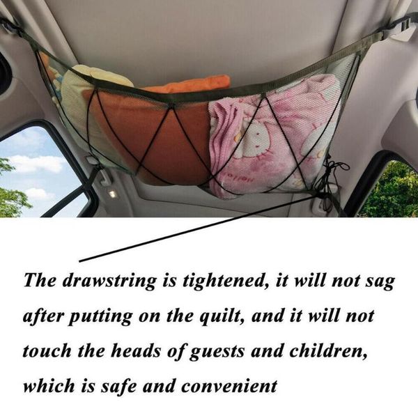 

car auto ceiling mesh storage bag adjustable elastic organizer polyester 34.4*25.5in net cargo j4n8