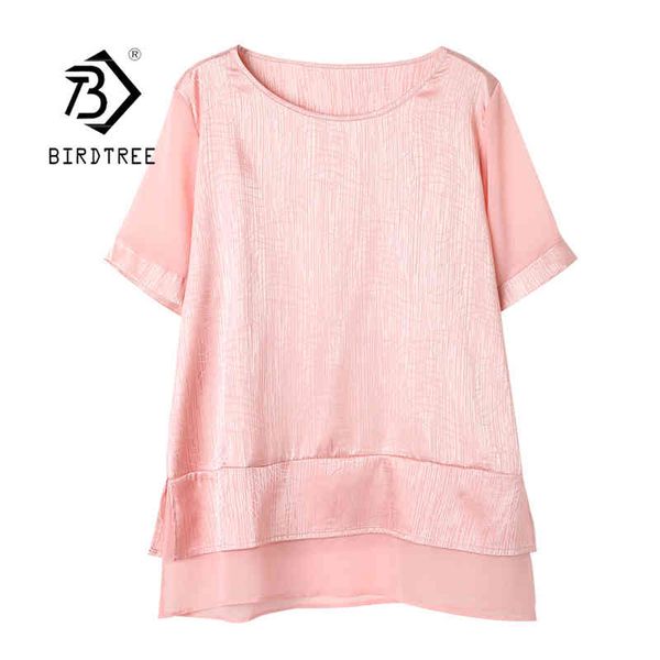 

women summer chiffon blouses plus size and short sleeve o neck plain casual ruffled loose shirts lady new t12801x 210419, White