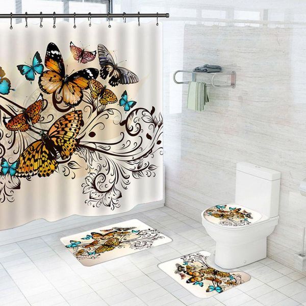 

shower curtains 3d digital printing curtain bathroom mat including hook