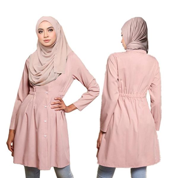 

ethnic clothing muslim fashion islamic kaftan abaya dress caftan button long sleeve loose plain blouse shirt nursing friendly tunic, Red