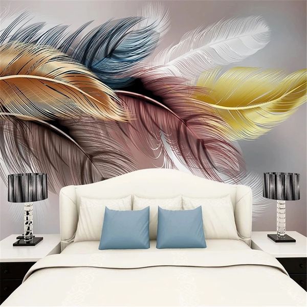 

custom 3d p wallpapers creative feather murals modern bedroom living room sofa tv background art papel de parede waterproof