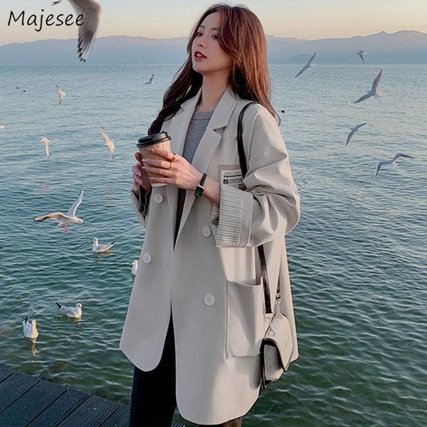 

blazers women loose solid leisure fashion elegant spring harajuku korean style preppy all-match simple streetwear vintage women's suits, White;black