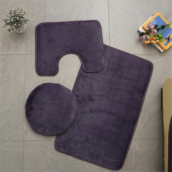 

bath accessory set 3pcs mat toilet seat cover non-slip shower floor washable bathroom rugs