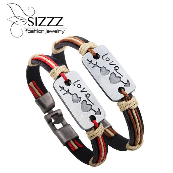 

charm bracelets genuine leather arrow cross heart for couples pair jewelry women men gift, Golden;silver