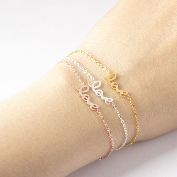 

link, chain rose gold love shape friendship bracelets for women with heart stainless steel jewelry valentines day gift femme bijoux bff, Black